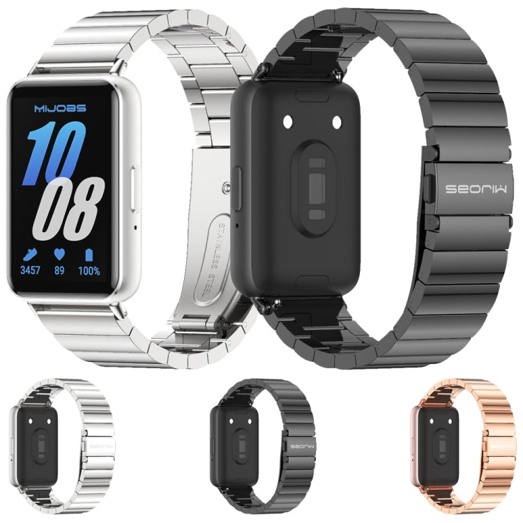 For Samsung Galaxy Fit 3 Mijobs Bamboo Metal Watch Band(Silver)