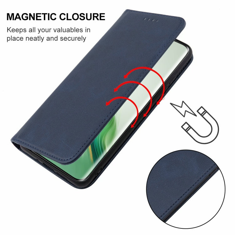 For Honor Magic6 Pro Magnetic Closure Leather Phone Case(Blue)