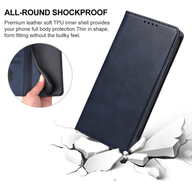 For Honor Magic6 Pro Magnetic Closure Leather Phone Case(Blue)