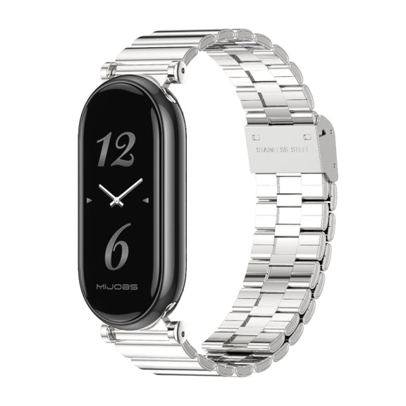 For Xiaomi Smart Band 10 / 9 / 8 Mijobs GT4 Bamboo Buckle Metal Watch Band(Silver)
