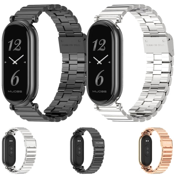 For Xiaomi Mi Band 8 Mijobs GT4 Bamboo Buckle Metal Watch Band(Black)