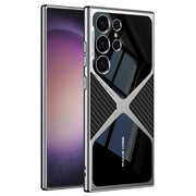 For Samsung Galaxy S23 Ultra GKK Leather Electroplating Supersonic Speed Shockproof Phone Case(Carbon Fibre)