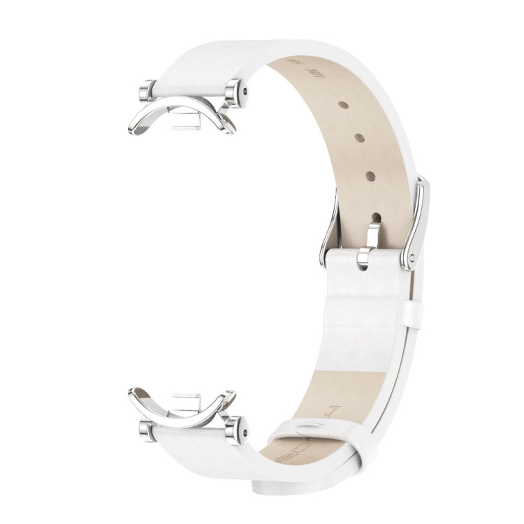 For Xiaomi Mi Band 8 / 9 / 9 NFC Mijobs GT4 First Layer Cowhide Watch Band(White Silver)