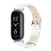 For Xiaomi Mi Band 8 / 9 / 9 NFC Mijobs GT4 First Layer Cowhide Watch Band(White Silver)