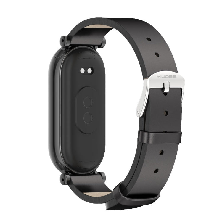 For Xiaomi Smart Band 10 / 9 / 8 Mijobs GT4 First Layer Cowhide Watch Band(Black)