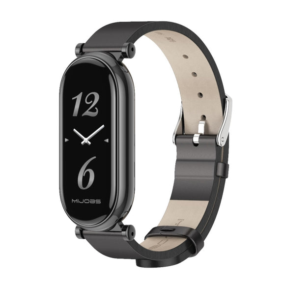 For Xiaomi Smart Band 10 / 9 / 8 Mijobs GT4 First Layer Cowhide Watch Band(Black)