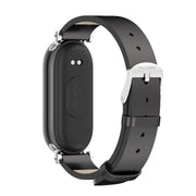 For Xiaomi Smart Band 10 / 9 / 8 Mijobs GT4 First Layer Cowhide Watch Band(Black Silver)