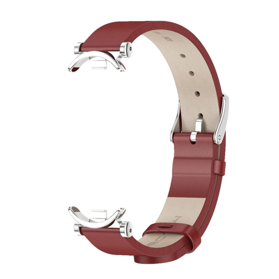 For Xiaomi Smart Band 10 / 9 / 8 Mijobs GT4 First Layer Cowhide Watch Band(Red Silver)