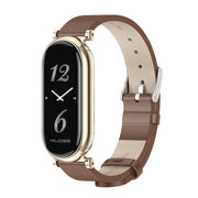 For Xiaomi Smart Band 10 / 9 / 8 Mijobs GT4 First Layer Cowhide Watch Band(Brown Light Gold)