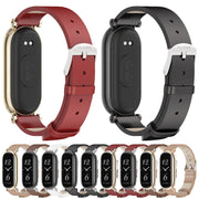 For Xiaomi Mi Band 8 / 9 / 9 NFC Mijobs GT4 First Layer Cowhide Watch Band(White Silver)