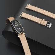 For Xiaomi Mi Band 8 / 9 / 9 NFC Mijobs GT4 First Layer Cowhide Watch Band(White Silver)
