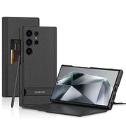 For Samsung Galaxy S24 Ultra 5G GKK Triumph Ultra-Thin Flip Leather Case without Pen(Carbon Fiber)