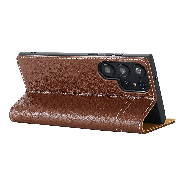 For Samsung Galaxy S24 5G GEBEI Top-grain Horizontal Flip Leather Phone Case(Brown)