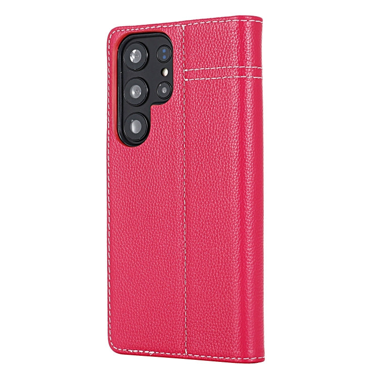 For Samsung Galaxy S24 5G GEBEI Top-grain Horizontal Flip Leather Phone Case(Rose Red)