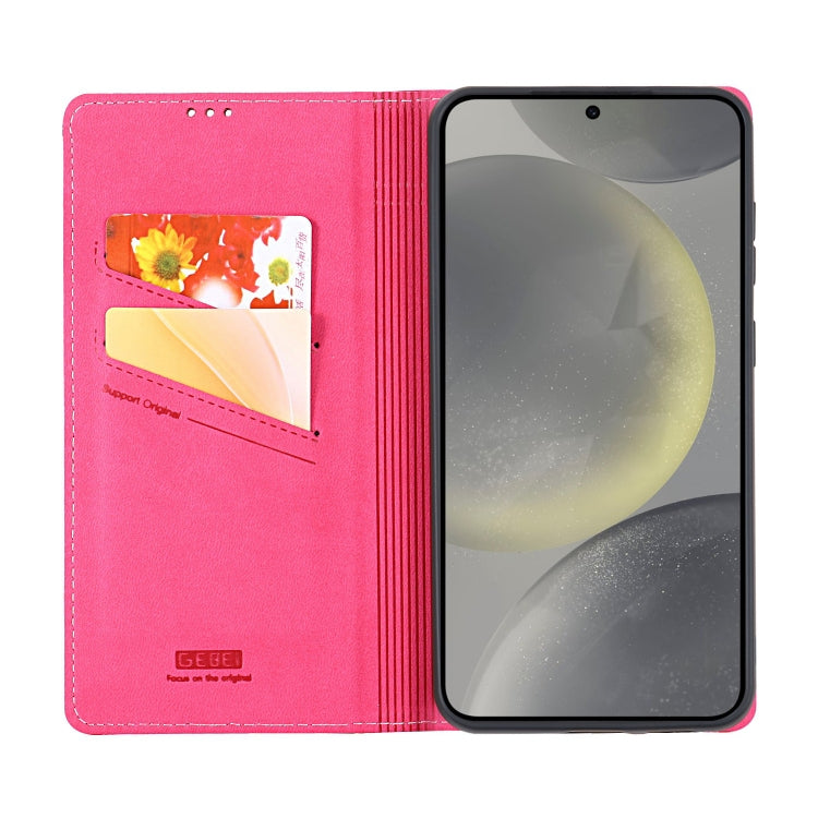 For Samsung Galaxy S24 5G GEBEI Top-grain Horizontal Flip Leather Phone Case(Rose Red)