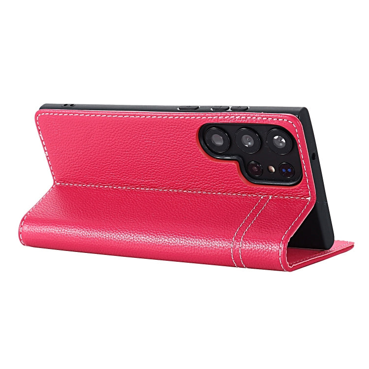 For Samsung Galaxy S24 5G GEBEI Top-grain Horizontal Flip Leather Phone Case(Rose Red)