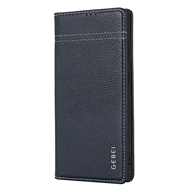 For Samsung Galaxy S24 5G GEBEI Top-grain Horizontal Flip Leather Phone Case(Blue)