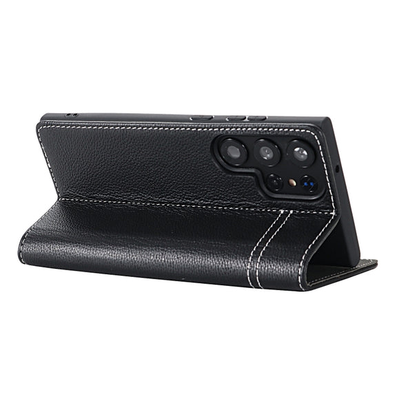 For Samsung Galaxy S24 5G GEBEI Top-grain Horizontal Flip Leather Phone Case(Black)