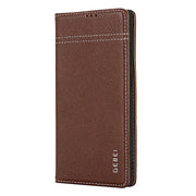 For Samsung Galaxy S24+ 5G GEBEI Top-grain Horizontal Flip Leather Phone Case(Brown)