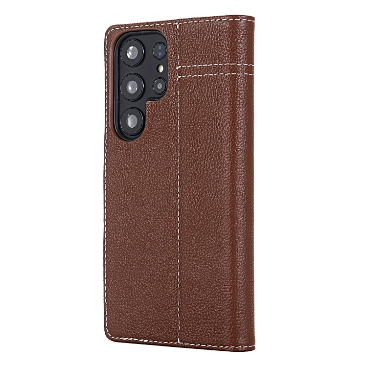 For Samsung Galaxy S24+ 5G GEBEI Top-grain Horizontal Flip Leather Phone Case(Brown)