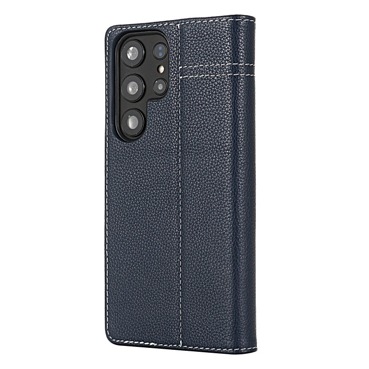For Samsung Galaxy S24+ 5G GEBEI Top-grain Horizontal Flip Leather Phone Case(Blue)