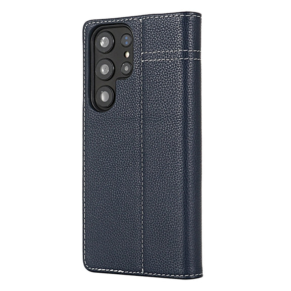 For Samsung Galaxy S24+ 5G GEBEI Top-grain Horizontal Flip Leather Phone Case(Blue)