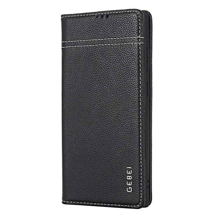 For Samsung Galaxy S24+ 5G GEBEI Top-grain Horizontal Flip Leather Phone Case(Black)