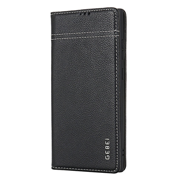 For Samsung Galaxy S24+ 5G GEBEI Top-grain Horizontal Flip Leather Phone Case(Black)