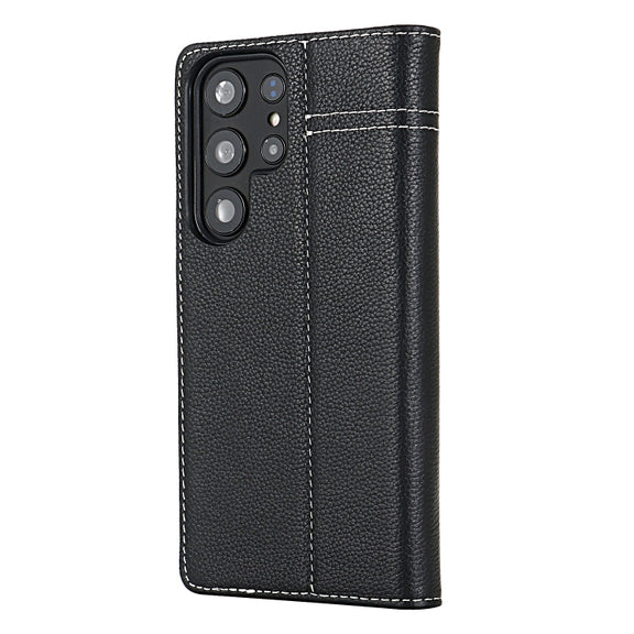 For Samsung Galaxy S24+ 5G GEBEI Top-grain Horizontal Flip Leather Phone Case(Black)
