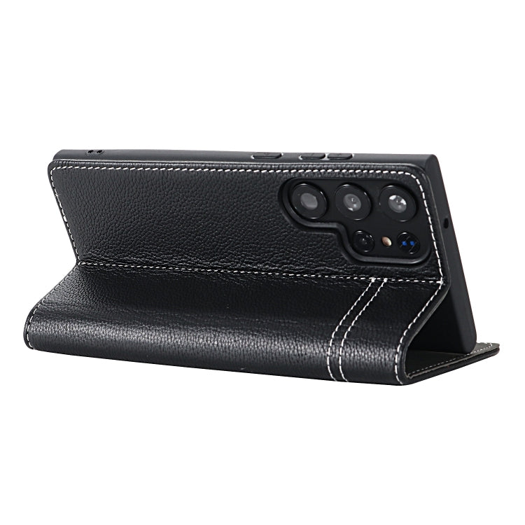 For Samsung Galaxy S24+ 5G GEBEI Top-grain Horizontal Flip Leather Phone Case(Black)
