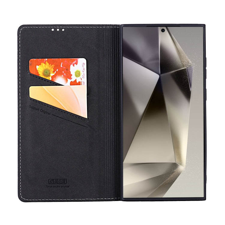 For Samsung Galaxy S24 Ultra 5G GEBEI Top-grain Horizontal Flip Leather Phone Case(Black)
