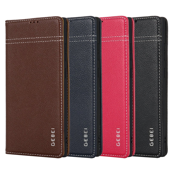 For Samsung Galaxy S24+ 5G GEBEI Top-grain Horizontal Flip Leather Phone Case(Black)