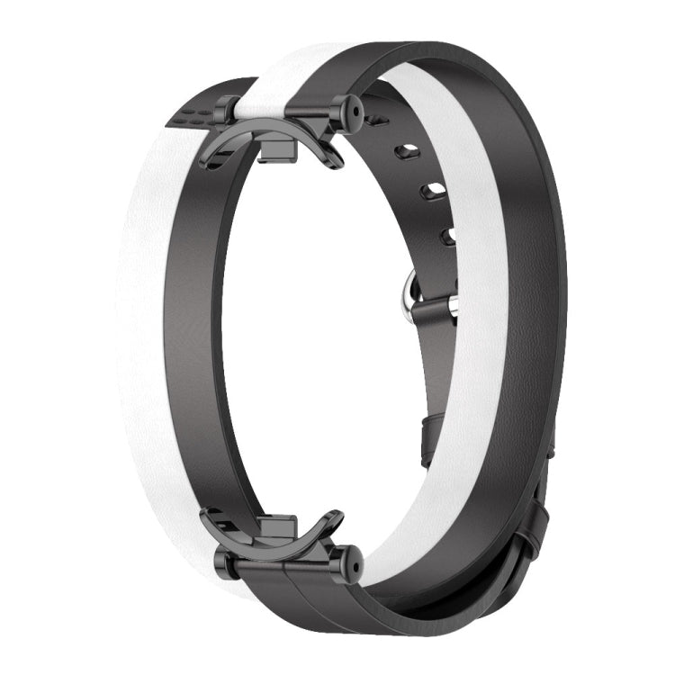 For Xiaomi Smart Band 10 / 9 / 8 Mijobs GT4 Dual-Loop Leather Watch Band(Black+White+Black)