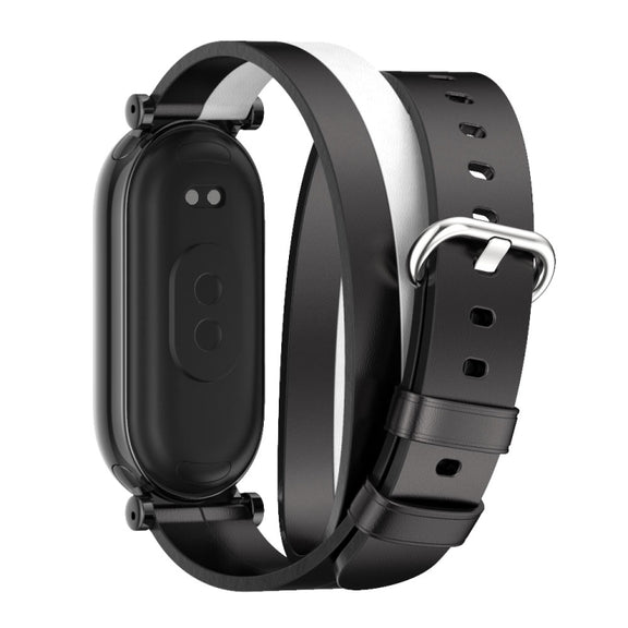 For Xiaomi Smart Band 10 / 9 / 8 Mijobs GT4 Dual-Loop Leather Watch Band(Black+White+Black)