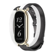 For Xiaomi Smart Band 10 / 9 / 8 Mijobs GT4 Dual-Loop Leather Watch Band(Black+White+Light Gold) - free shipping - PMc TechLife - Order now!