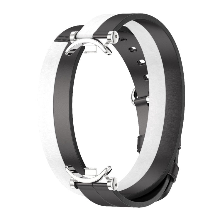 For Xiaomi Smart Band 10 / 9 / 8 Mijobs GT4 Dual-Loop Leather Watch Band(Black+White+Silver)