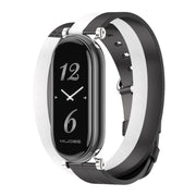 For Xiaomi Smart Band 10 / 9 / 8 Mijobs GT4 Dual-Loop Leather Watch Band(Black+White+Silver)