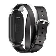 For Xiaomi Smart Band 10 / 9 / 8 Mijobs GT4 Dual-Loop Leather Watch Band(Black+White+Silver)
