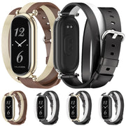 For Xiaomi Smart Band 10 / 9 / 8 Mijobs GT4 Dual-Loop Leather Watch Band(Black+White+Black)