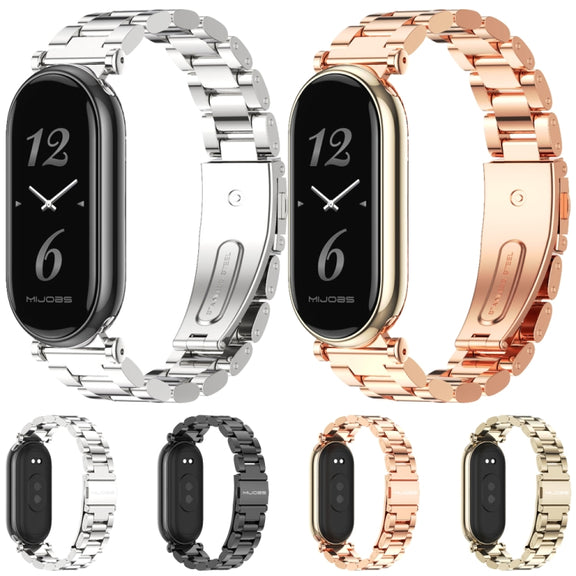 For Xiaomi Mi Band 8 / 9 / 9 NFC Mijobs GT4 Three Beads Metal Watch Band(Black)
