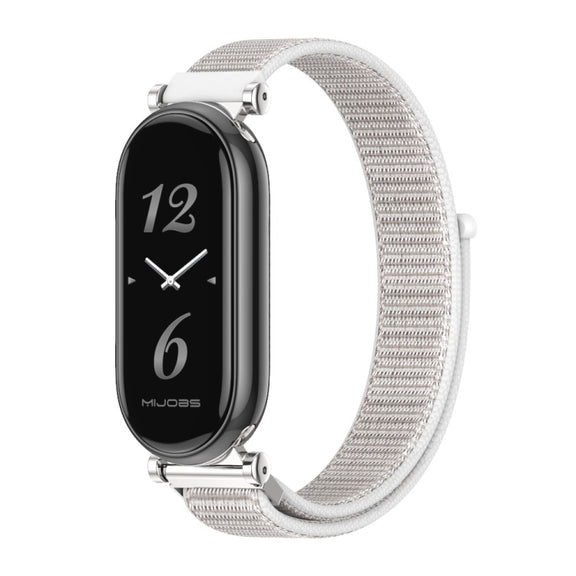 For Xiaomi Smart Band 10 / 9 / 8 Mijobs GT4 Breathable Nylon Loop Watch Band(Seashell Silver)