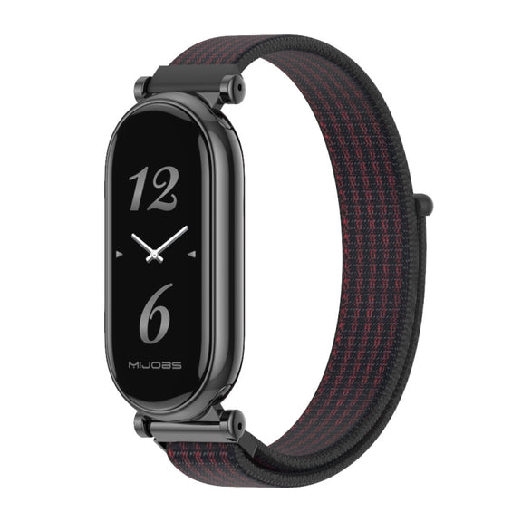 For Xiaomi Smart Band 10 / 9 / 8 Mijobs GT4 Breathable Nylon Loop Watch Band(Black Red)