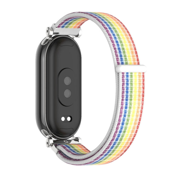 For Xiaomi Smart Band 10 / 9 / 8 Mijobs GT4 Breathable Nylon Loop Watch Band(Colorful Silver)