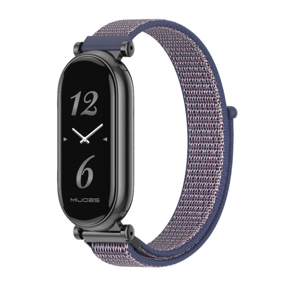 For Xiaomi Smart Band 10 / 9 / 8 Mijobs GT4 Breathable Nylon Loop Watch Band(Midnight Blue Black)