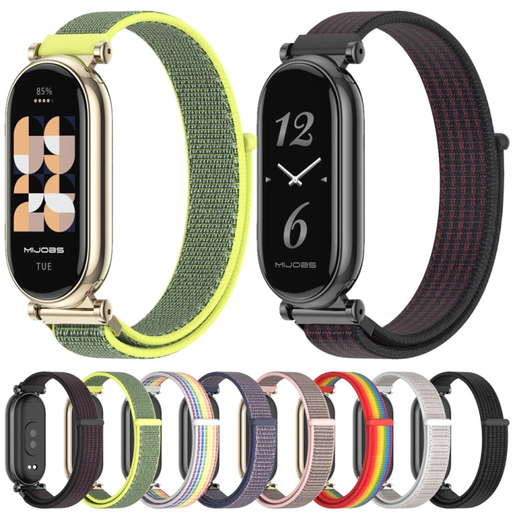 For Xiaomi Smart Band 10 / 9 / 8 Mijobs GT4 Breathable Nylon Loop Watch Band(Pink Light Gold)