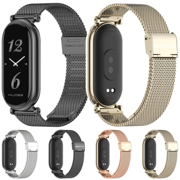 For Xiaomi Mi Band 8 / 9 / 9 NFC Mijobs GT4 Milan Buckle Metal Watch Band(Black)
