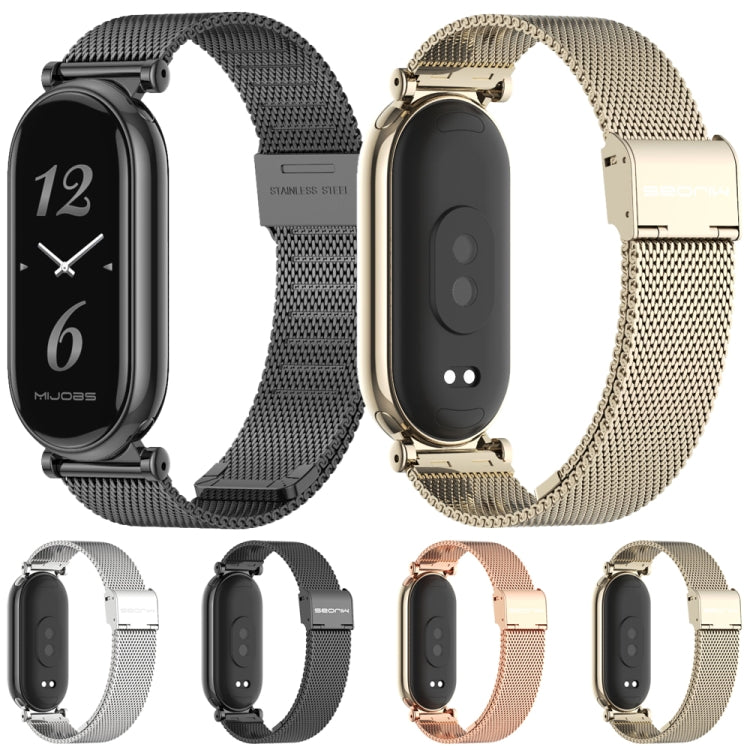 For Xiaomi Mi Band 8 / 9 / 9 NFC Mijobs GT4 Milan Buckle Metal Watch Band(Black)