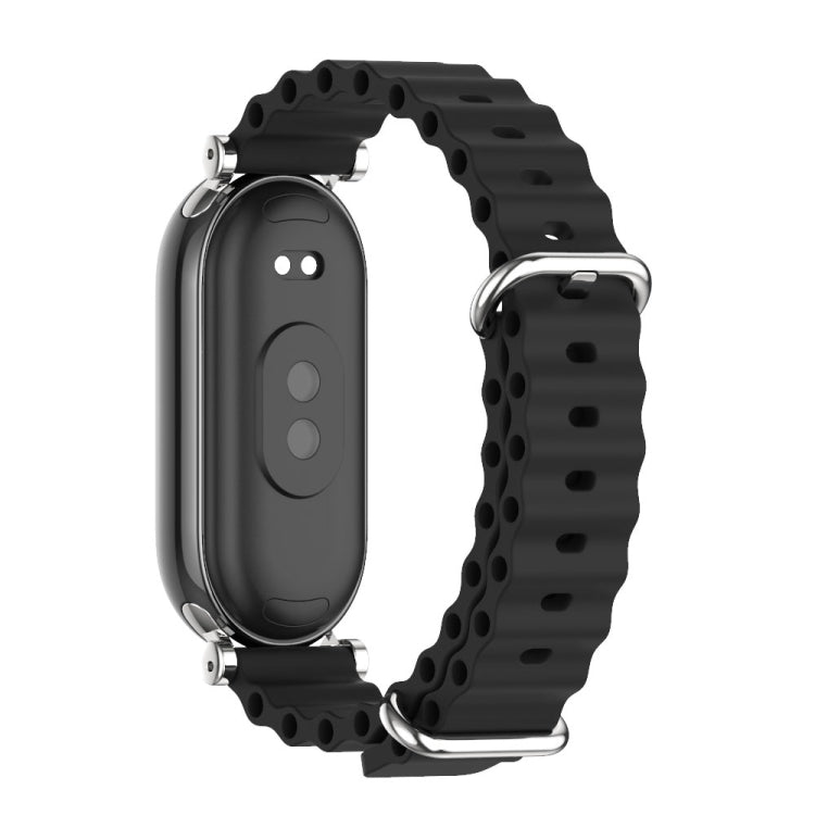 For Xiaomi Smart Band 10 / 9 / 8 Mijobs GT4 Marine Silicone Breathable Watch Band(Black Silver)