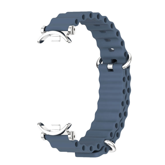 For Xiaomi Smart Band 10 / 9 / 8 Mijobs GT4 Marine Silicone Breathable Watch Band(Dark Blue Silver)