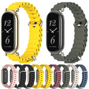 For Xiaomi Smart Band 10 / 9 / 8 Mijobs GT4 Marine Silicone Breathable Watch Band(Dark Blue Silver)